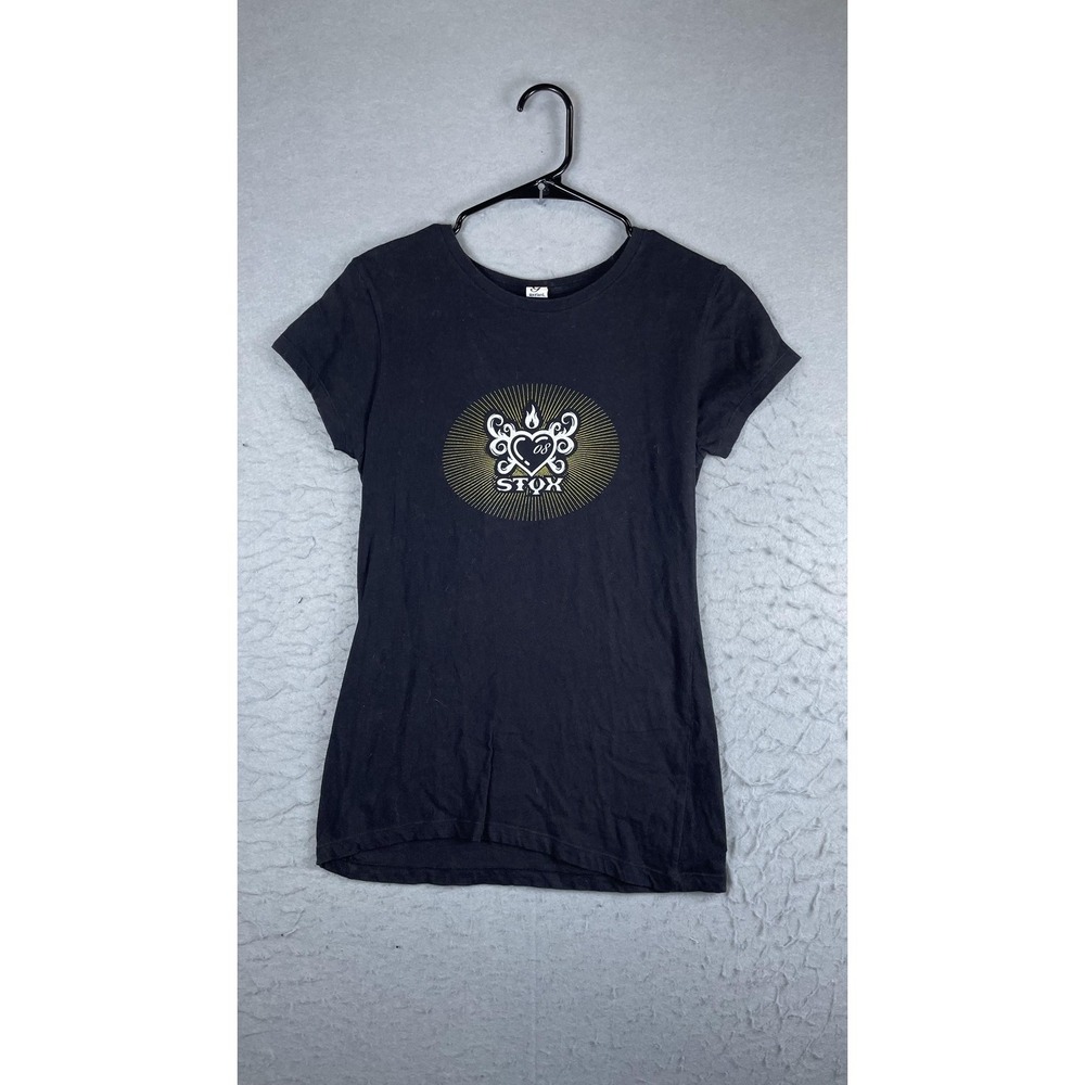 Styx Shirt Womens Large Black 2008 Tour Flame Heart Graphic Band Tee Top